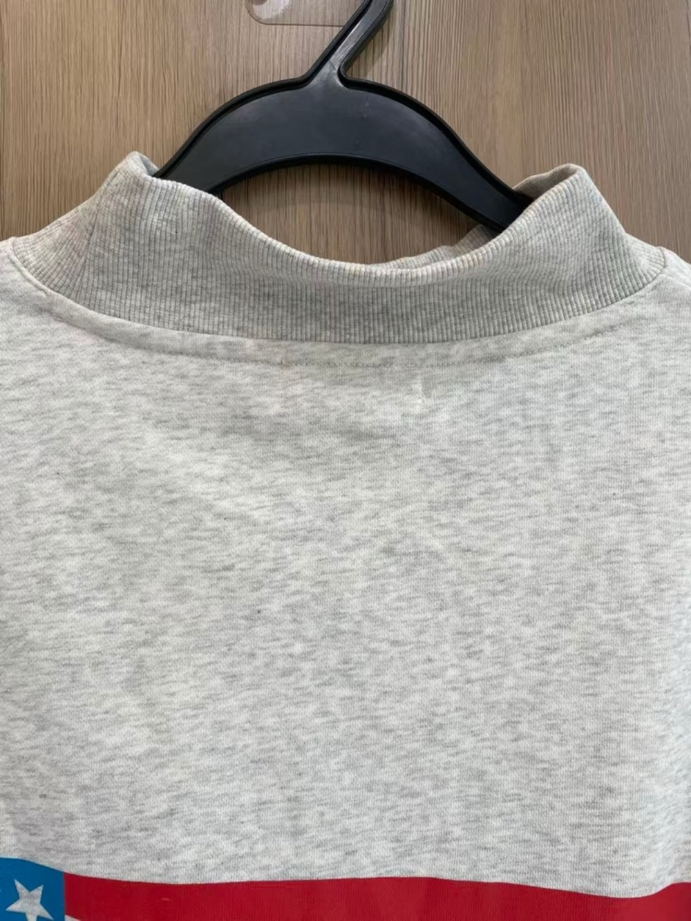 Parke Gray Crewneck Sweater with Red & Blue Flag Graphic - Picture 6 of 6